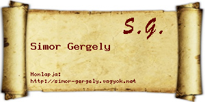 Simor Gergely névjegykártya